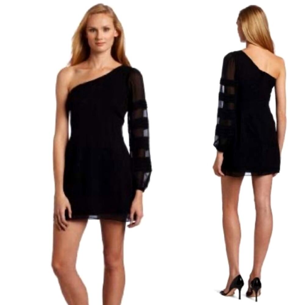 LILLY PULITZER Naomi Silk Dress One Shoulder Black 0